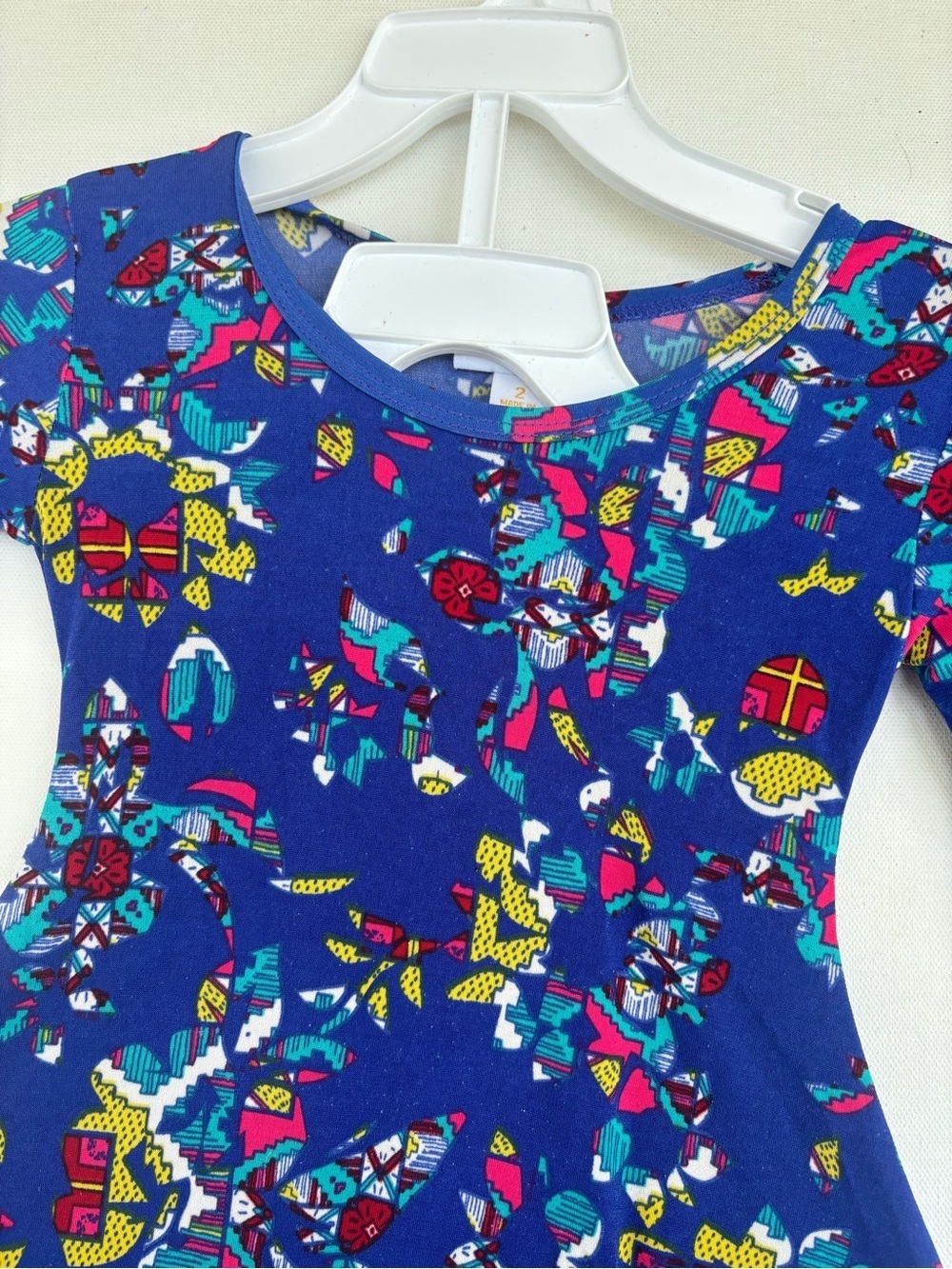 LuLaRoe Bright Blue Multicolor Floral Twirl Dress - Picture 4 of 9